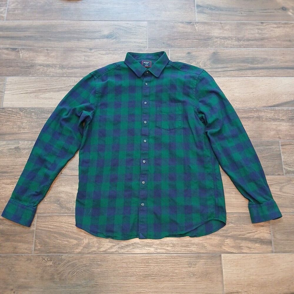 Untuckit Flannel Shirt Mens Extra Large Tall Plaid Green Barrelstone 40713
